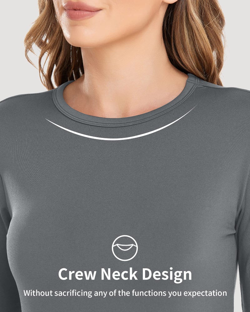 WEERTI ملابس داخلية حرارية WEERTI للنساء بنطلون طويل مع بطانة فليس للطبقة الأساسية للنساء في الطقس البارد، رمادي - Image 2